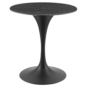 Pemberly Row 28&quot Modern Artificial Marble & Metal Dining Table in Black