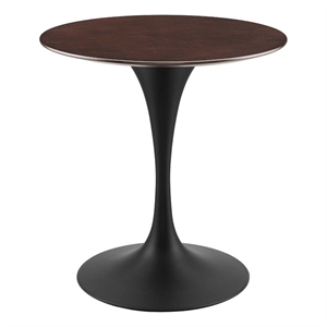 Pemberly Row 28&quot Round Modern Wood & Metal Dining Table in Cherry Walnut/Black