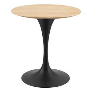 Pemberly Row 28&quot Round Modern Wood & Metal Dining Table in Natural/Black