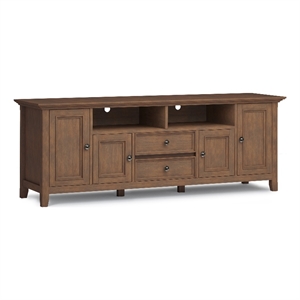 Pemberly Row Solid Wood 72&quotW TV Media Stand in Rustic Natural Aged Brown