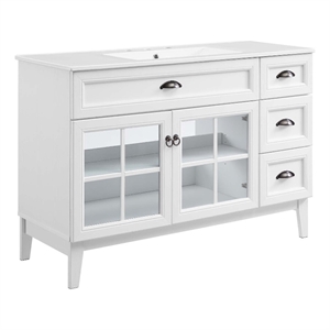 Pemberly Row 48&quot Modern Wood Single Sink Bathroom Vanity Cabinet in White