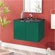 Pemberly Row Modern Wood Wall-Mount Bathroom Vanity in Green/Black