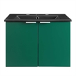 Pemberly Row Modern Wood Wall-Mount Bathroom Vanity in Green/Black