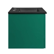 Pemberly Row Modern Wood Wall-Mount Bathroom Vanity in Green/Black