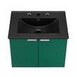 Pemberly Row Modern Wood Wall-Mount Bathroom Vanity in Green/Black