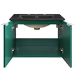 Pemberly Row Modern Wood Wall-Mount Bathroom Vanity in Green/Black