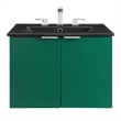 Pemberly Row Modern Wood Wall-Mount Bathroom Vanity in Green/Black
