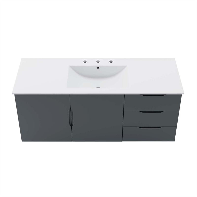 Pemberly Row Modern Wood Single Sink Bathroom Vanity in Gray/White