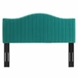 Pemberly Row Channel Tufted Velvet King/California King Headboard in Teal