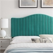 Pemberly Row Channel Tufted Velvet King/California King Headboard in Teal