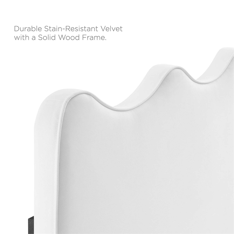 Pemberly Row Modern Performance Velvet Twin Headboard in White