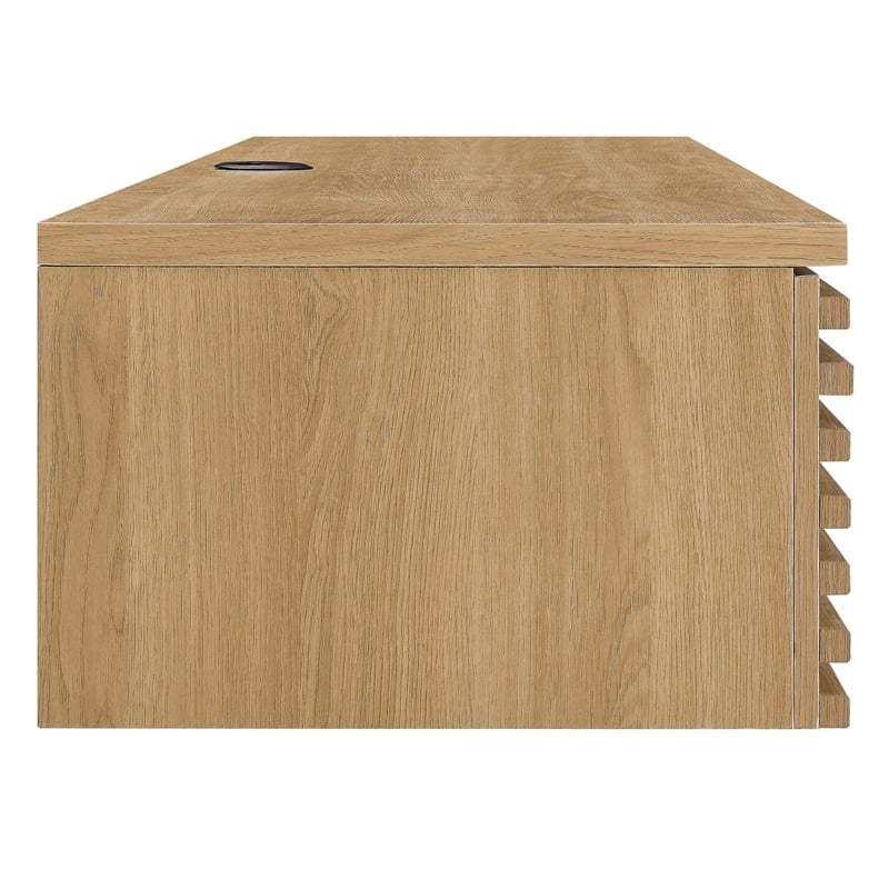 Pemberly Row Wall Mount Particleboard and Wood Office Desk in Oak