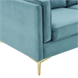 Pemberly Row Performance Velvet Sofa with Metal Leg in Sea Blue