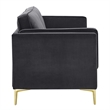Pemberly Row Performance Velvet Sofa with Metal Leg in Charcoal