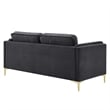 Pemberly Row Performance Velvet Sofa with Metal Leg in Charcoal