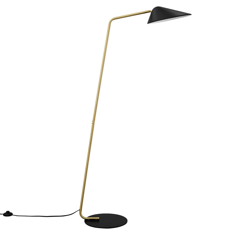 Pemberly Row 1-Light Modern Metal Standing Floor Lamp in Black/Brass