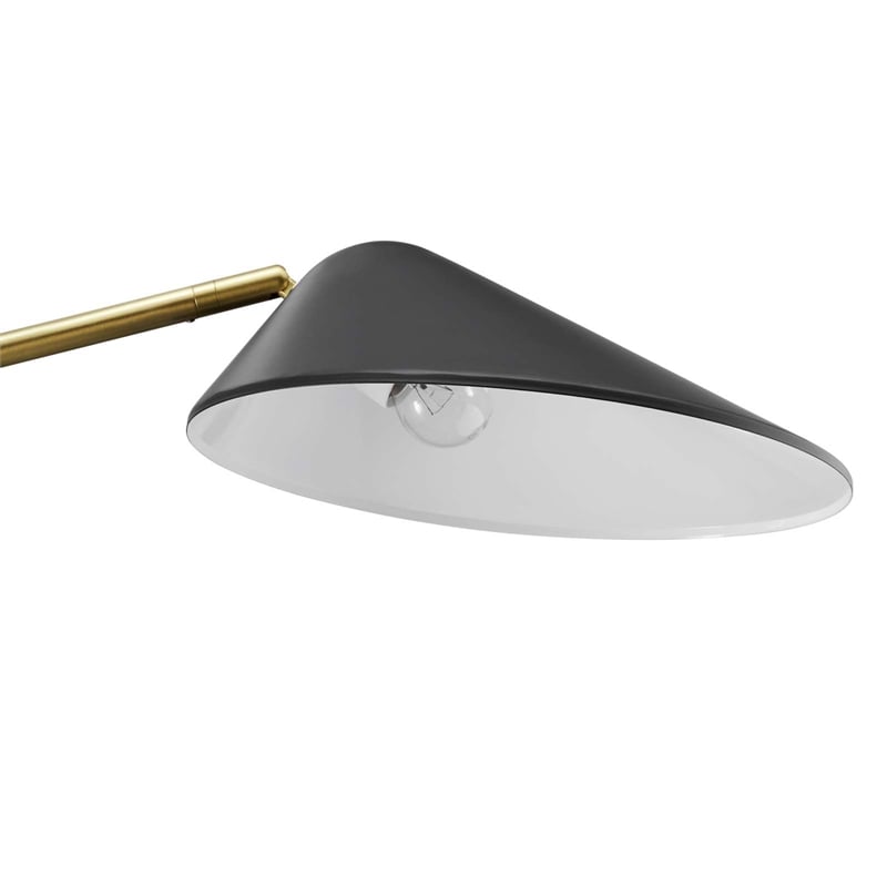 Pemberly Row 1-Light Modern Metal Standing Floor Lamp in Black/Brass