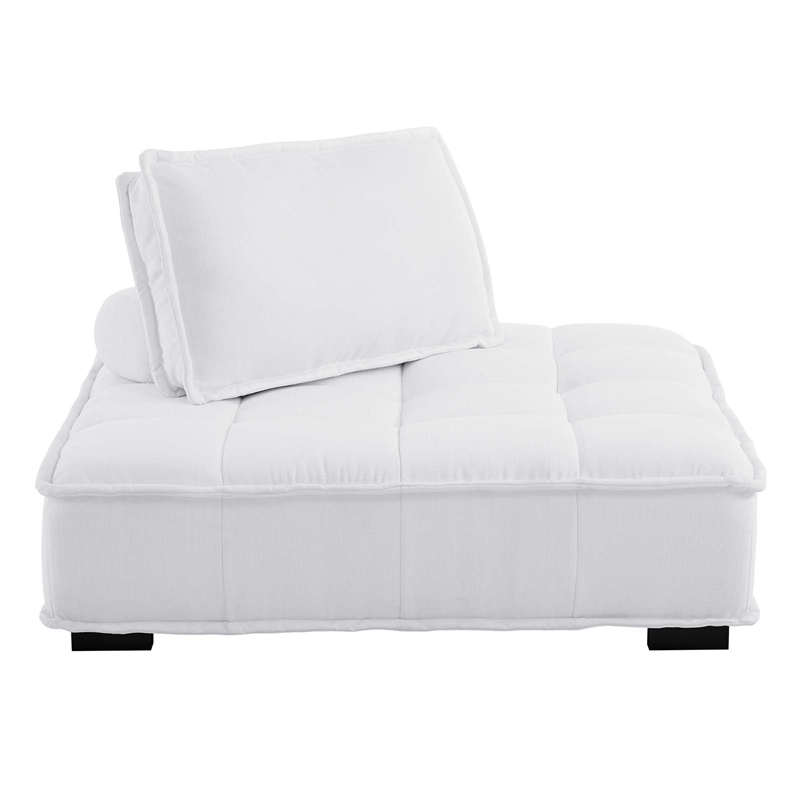 Pemberly Row Modern Tufted Fabric and Wood Armless Chair in White
