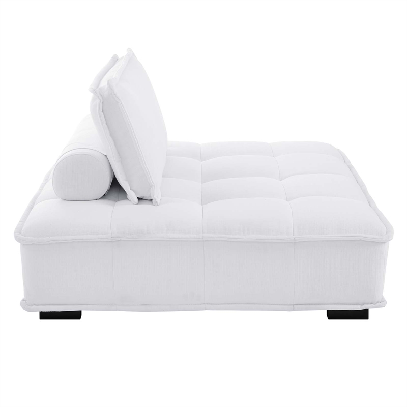 Pemberly Row Modern Tufted Fabric and Wood Armless Chair in White