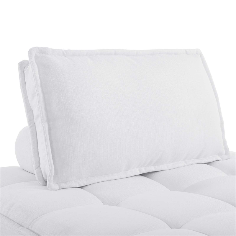 Pemberly Row Modern Tufted Fabric and Wood Armless Chair in White