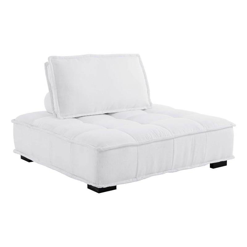 Pemberly Row Modern Tufted Fabric and Wood Armless Chair in White