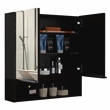Pemberly Row Modern Medicine Cabinet Black Color Engineered Wood