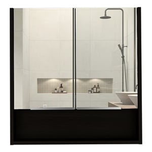 Pemberly Row Modern Medicine Cabinet Black Color Engineered Wood