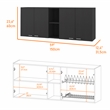 Pemberly Row Modern Wall Cabinet Two Shelves Engineered Wood Black