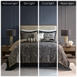 Pemberly Row 5-Piece Cotton Reversible Jacquard Bedspread Set - Black