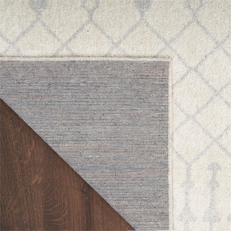 Pemberly Row Machine Washable 9' x 12' Ivory Bohemian Indoor Rug