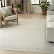 Pemberly Row Machine Washable 9' x 12' Ivory Bohemian Indoor Rug