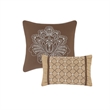 Pemberly Row 5 Piece Reversible Jacquard Bedspread Set in Brown/Gold