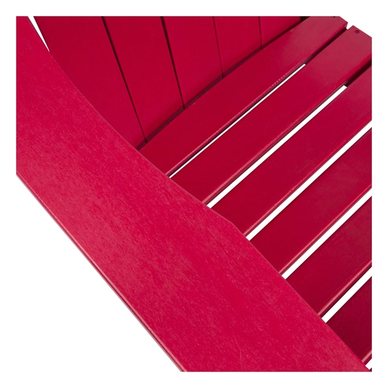 Pemberly Row All-Weather Resin Patio Porch Folding Adirondack Chair in Red