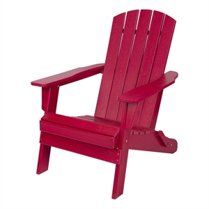 Pemberly Row All-Weather Resin Patio Porch Folding Adirondack Chair in Red