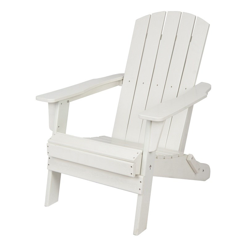 Pemberly Row All-Weather Resin Patio Porch Folding Adirondack Chair in White