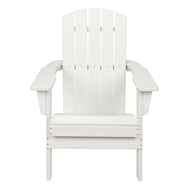 Pemberly Row All-Weather Resin Patio Porch Folding Adirondack Chair in White