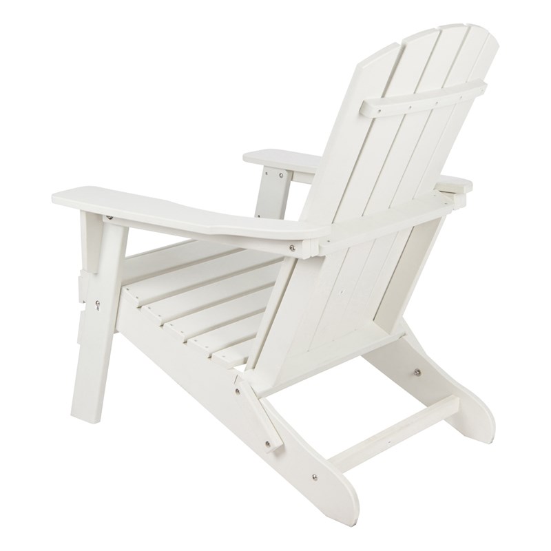 Pemberly Row All-Weather Resin Patio Porch Folding Adirondack Chair in White