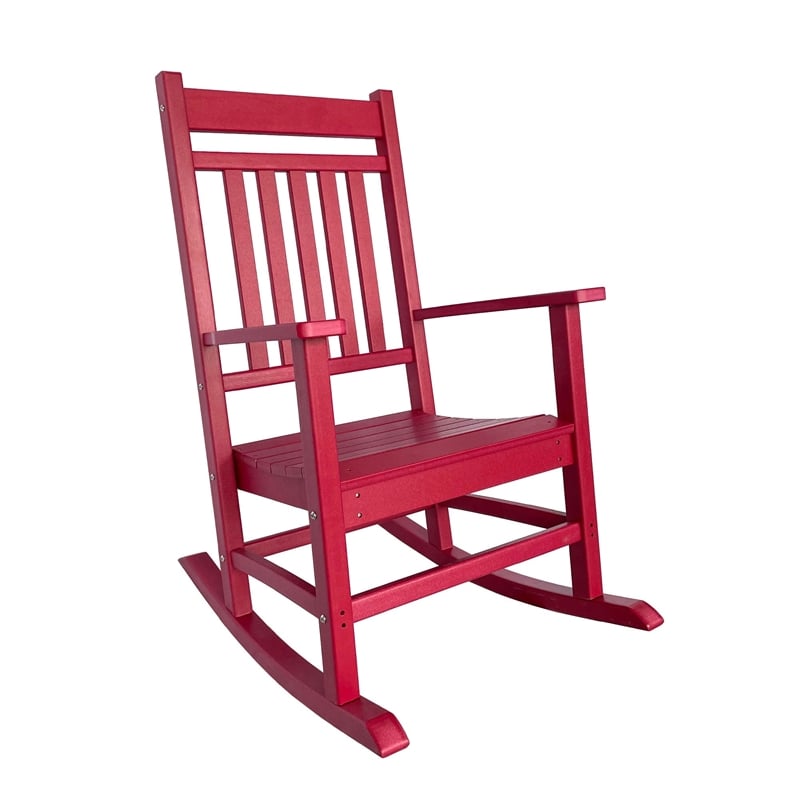 Pemberly Row All-Weather Traditional Resin Patio Porch Rocker in Red
