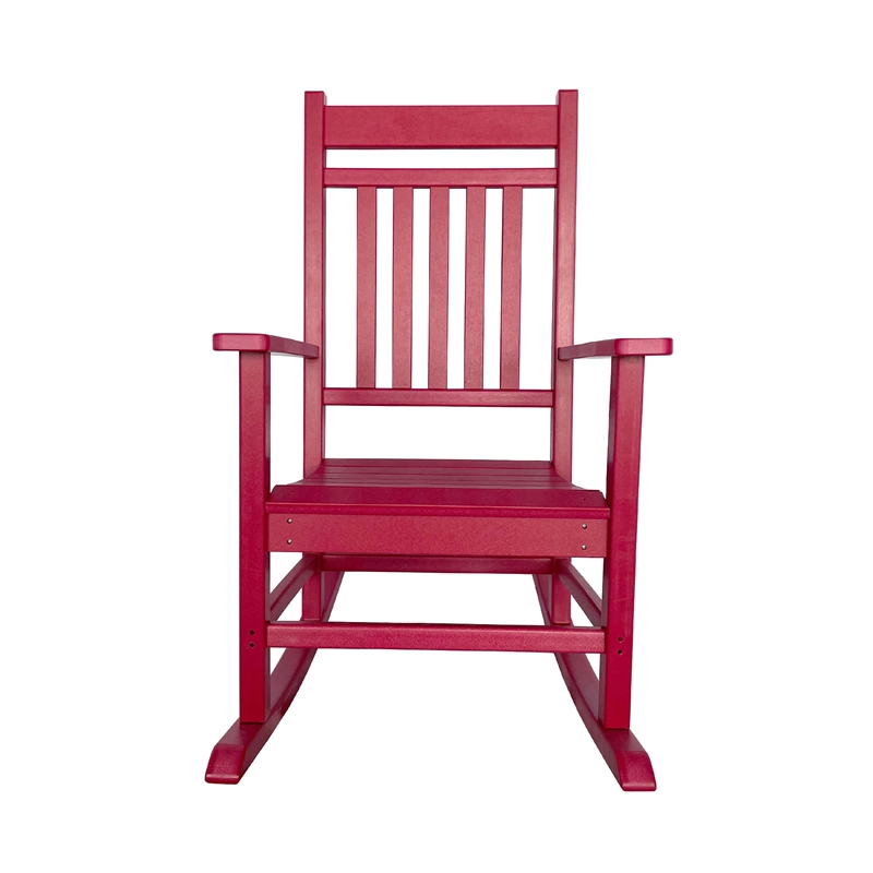Pemberly Row All-Weather Traditional Resin Patio Porch Rocker in Red