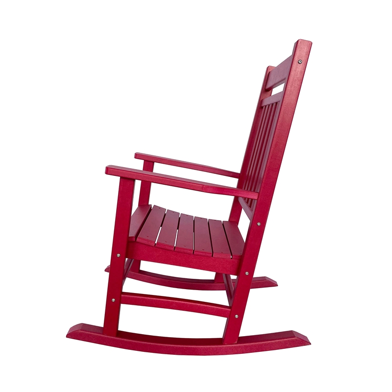 Pemberly Row All-Weather Traditional Resin Patio Porch Rocker in Red