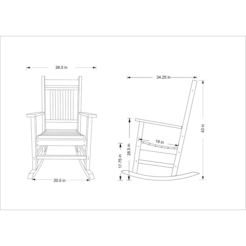 Pemberly Row All-Weather Traditional Resin Patio Porch Rocker in Red