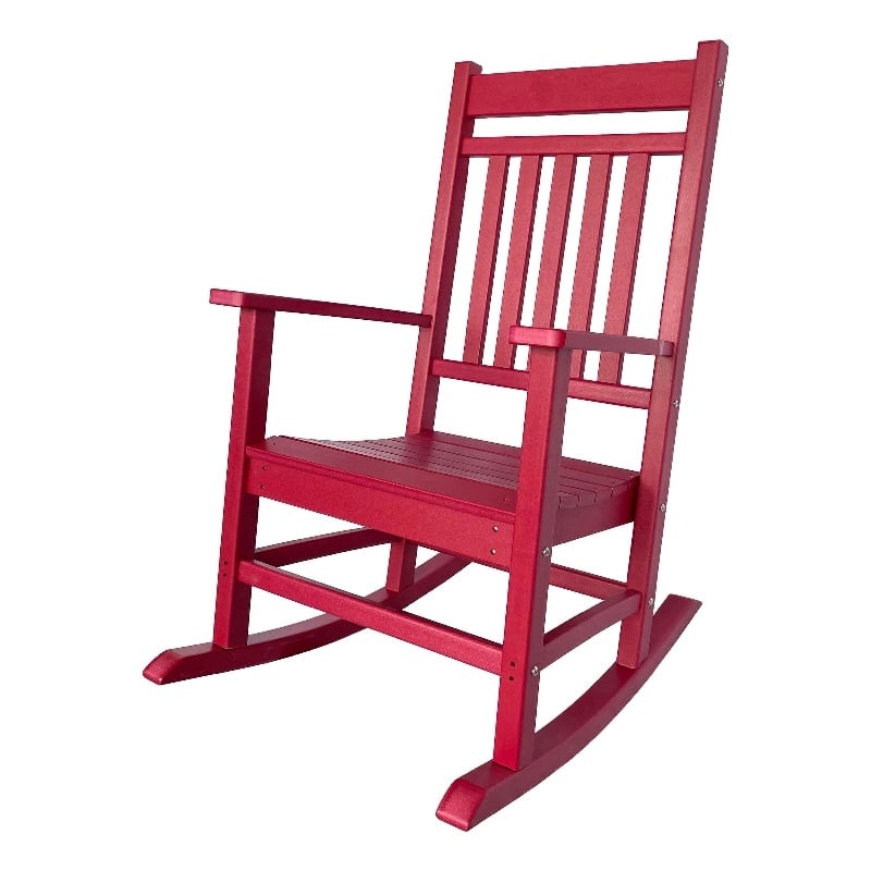 Pemberly Row All-Weather Traditional Resin Patio Porch Rocker in Red