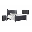 Pemberly Row Modern Carved Solid Wood King Panel Bed in Black