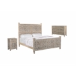 Pemberly Row Modern Carved Solid Wood King Panel Bed in Gray