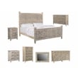 Pemberly Row Modern Carved Solid Wood King Panel Bed in Gray