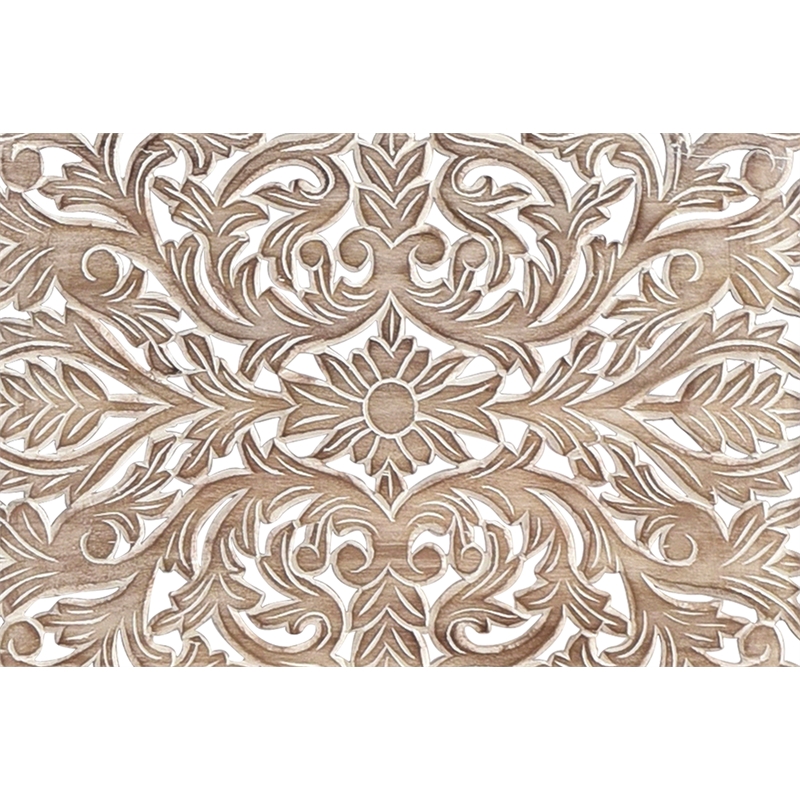 Pemberly Row Modern Carved Solid Wood King Panel Bed in Gray