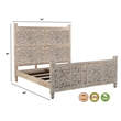 Pemberly Row Modern Carved Solid Wood King Panel Bed in Gray