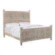 Pemberly Row Modern Carved Solid Wood King Panel Bed in Gray
