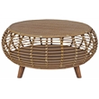 Pemberly Row Transitional Rattan Coffee Table in Natural/Gray