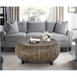 Pemberly Row Low Round Transitional Wood Accent Table in Silver